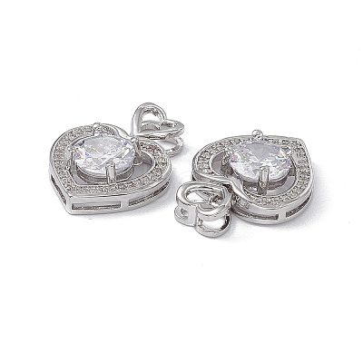 Brass Clear Cubic Zirconia Pendants KK-E068-VA121-1-1