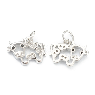 Brass Clear Cubic Zirconia Charms ZIRC-B010-22-1