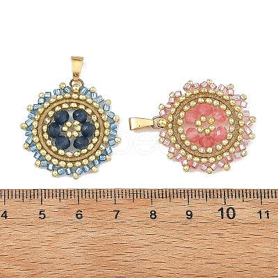 304 Stainless Steel & Cylinder Glass Seed Beads Pendants PALLOY-MZ01450-1