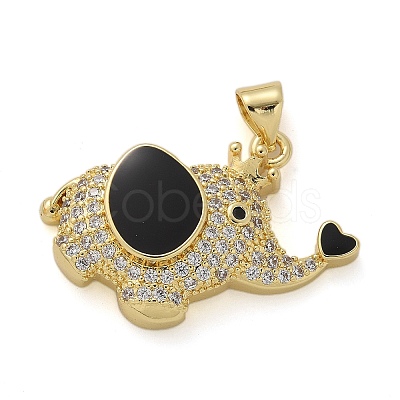 Elephant Brass Micro Pave Cubic Zirconia and Enamel Pendants KK-M319-05G-01-1