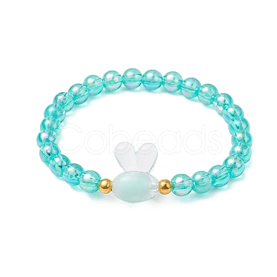 6Pcs Easter Rabbit Acrylic Beaded Stretch Bracelets BJEW-JB11294-1