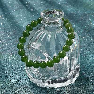 Natural TaiWan Jade Bead Stretch Bracelets X-BJEW-K212-B-019-1