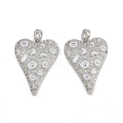 Brass Micro Pave Clear Cubic Zirconia Pendants ENAM-K078-01P-1