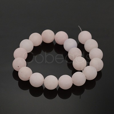 Frosted Natural Rose Quartz Round Bead Strands G-M272-06-6mm-1