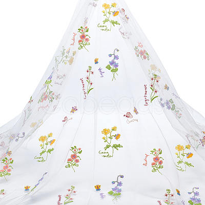 2 Yards Polyester Embroidery 3D Flower Mesh Fabrics DIY-WH0622-383A-1