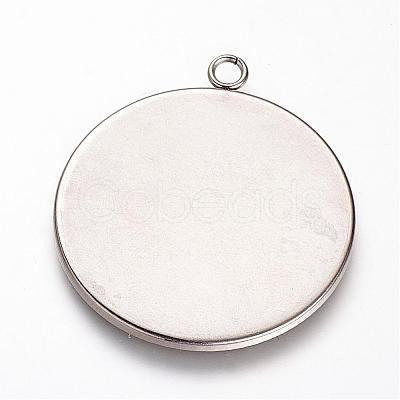 Tarnish Resistant 201 Stainless Steel Pendant Cabochon Settings STAS-T004-014-1