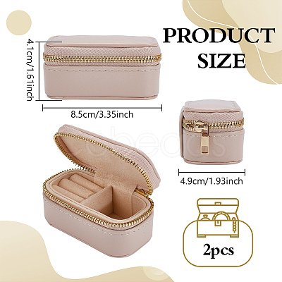 Portable Travel Rectangle PU Leather Jewelry Set Storage Zipper Boxes LBOX-WH0007-001B-1
