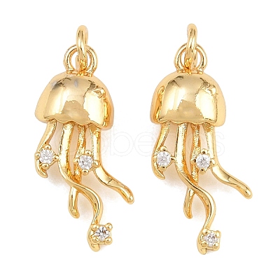 Brass Micro Pave Clear Cubic Zirconia Pendants KK-Q085-03B-G-1