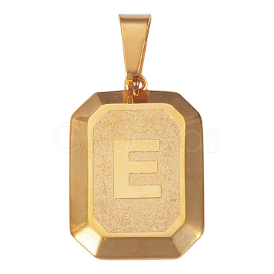 1Pc Stainless Steel Rectangle with Letter Pendants NJEW-TA0001-22E-1