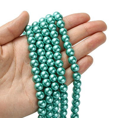 Eco-Friendly Dyed Glass Pearl Round Beads Strands HY-A008-8mm-RB073-1