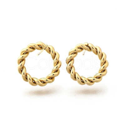 Ion Plating(IP) 304 Stainless Steel Twist Rope Ring Stud Earrings for Woman X-EJEW-N097-006LG-1