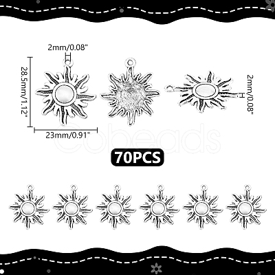 70Pcs Tibetan Style Alloy Sun Pendants FIND-UN0004-26-1