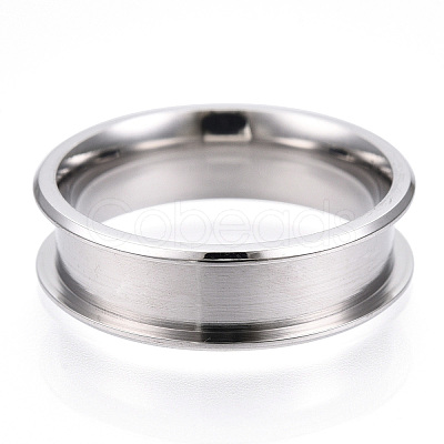 201 Stainless Steel Grooved Finger Ring for Women STAS-WH0039-09C-P-1