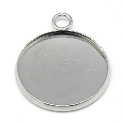 Tarnish Resistant 304 Stainless Steel Pendant Cabochon Settings X-STAS-T008-128-1