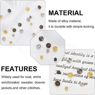 Fingerinspire 160Pcs 8 Style Mini Alloy Metal Buttons FIND-FG0001-36-1