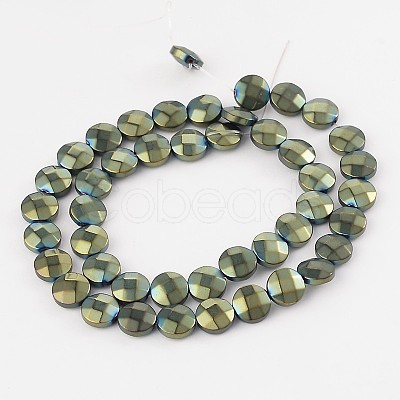 Electroplated Non-magnetic Synthetic Hematite Flat Round Bead Strands G-L368-06F-1