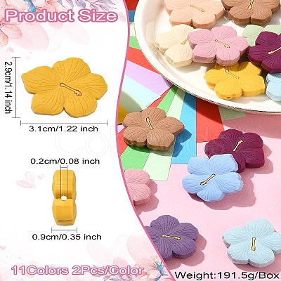 22Pcs 11 Colors Flower Food Grade Eco-Friendly Silicone Focal Beads SIL-CJ0002-56-1
