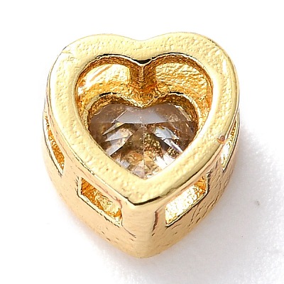 Brass inlaid Cubic Zirconia Slide Charms ZIRC-F125-01B-G-1