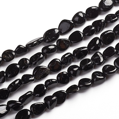 Natural Black Tourmaline Beads Strands X-G-D0002-B39-1