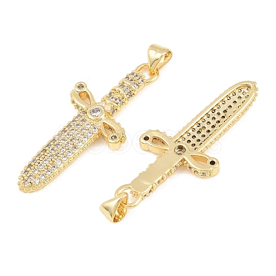 Brass Micro Pave Clear Cubic Zirconia Pendants KK-C170-19G-1