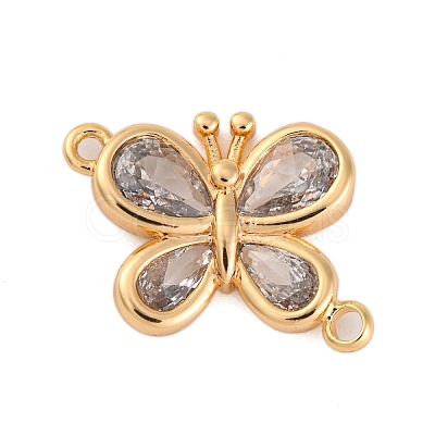 Brass Pave Clear Cubic Zirconia Connector Charms KK-Z066-09G-1