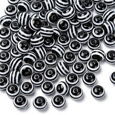 Round Striped Resin Beads X-RESI-R158-10mm-11-1