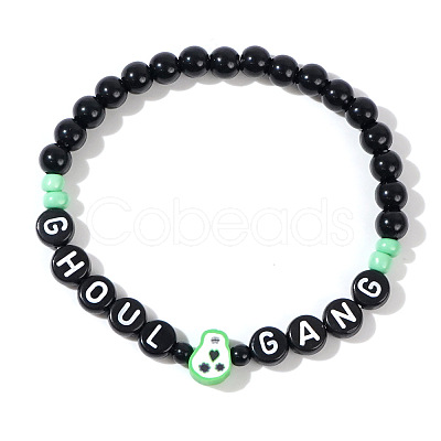 Halloween Acrylic Beads Stretch Bracelets for Women Men LS-QV8903-4-1