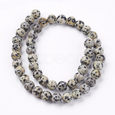 Natural Dalmatian Jasper Stone Bead Strands G-R193-14-8mm-1