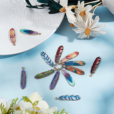 32Pcs 8 Colors Alloy Enamel Pendants FIND-GF0008-98-1