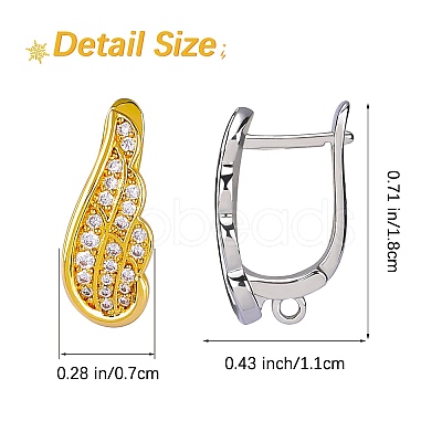 4 Pairs 2 Colors Rack Plating Brass Micro Pave Cubic Zirconia Hoop Earring Findings ZIRC-SZ0005-07-1