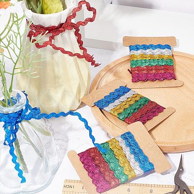 6 Yards 6 Colors Polyester Wavy Fringe Trim Ribbon LS-OCOR-WH0080-44B-1