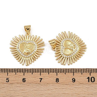 Brass Micro Pave Clear Cubic Zirconia Pendants ZIRC-I367-13G-07-1