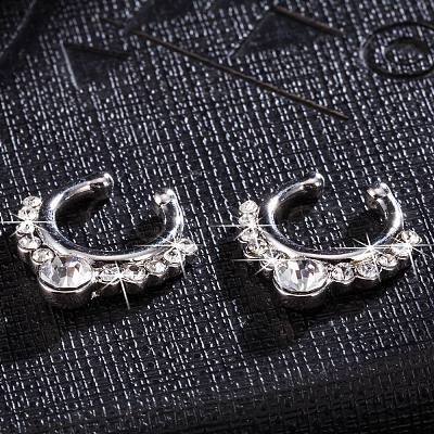 Personality Brass Cubic Zirconia Clip-on Nose Septum Rings AJEW-EE0002-001P-01-1