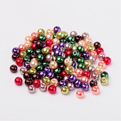 Fall Mix Pearlized Glass Pearl Beads HY-X006-6mm-06-1