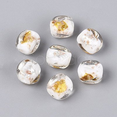 Handmade Gold & Silver Foil Glass Beads FOIL-Q003-01J-1