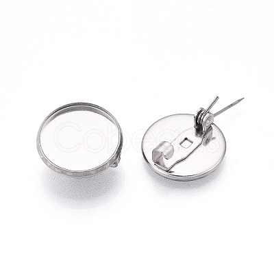 304 Stainless Steel Brooch Cabochon Settings STAS-E547-08B-P-1