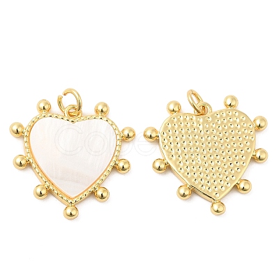 Rack Plating Brass Pendants with Shell KK-K343-04G-1