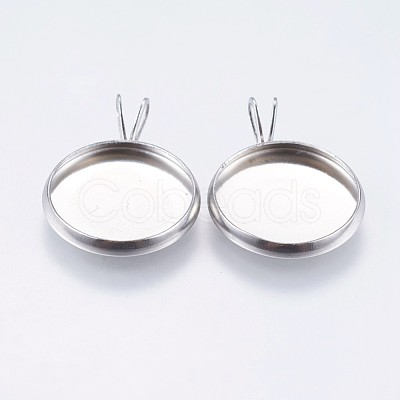 Tarnish Resistant 304 Stainless Steel Pendant Cabochon Settings STAS-I097-059-14MM-1