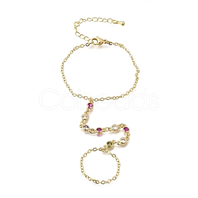Brass Micro Pave Cubic Zirconia Mittens Bracelets BJEW-C156-01G-1