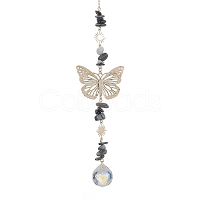 Butterfly Brass Pendant Decorations HJEW-TA00131-03-1