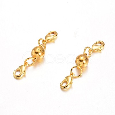 Eco-Friendly Round Brass Magnetic Clasps X-KK-I603-03G-15x10-1