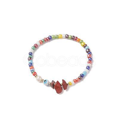 Rainbow Color Glass Beaded Bracelet & Necklace Sets SJEW-JS01269-1