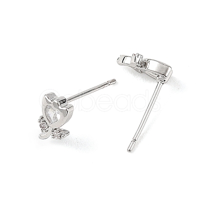 SHEGRACE Brass Micro Pave Cubic Zirconia Stud Earrings XGRQ4N571-707P-1