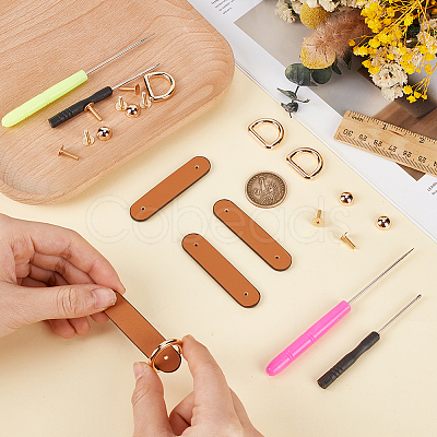 2Pcs PU Leather Suspension Clasps with Alloy D Rings AJEW-CL0004-98B-1