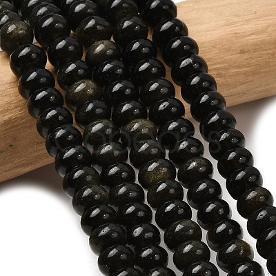 Natural Golden Sheen Obsidian Beads Strands G-A280-A15-01-1
