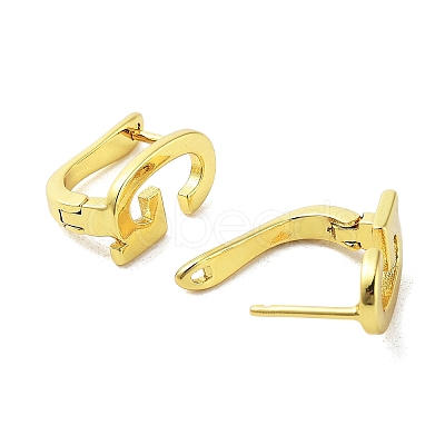 Brass Letter Stud Earrings for Women EJEW-A038-01G-G-1