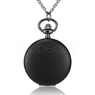 Flat Round Alloy Quartz Pocket Watches WACH-N039-04B-B-1