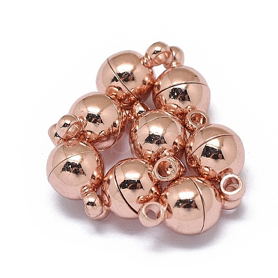 Rack Plating Brass Magnetic Clasps with Loops LS-KK-F801-02A-RG-1
