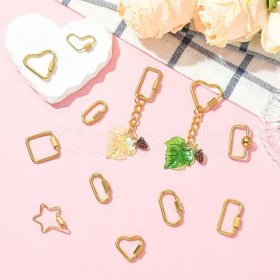 12Pcs 12 Styles 304 Stainless Steel Keychain Clasps Ion Plating(IP) STAS-CJ0003-29-1