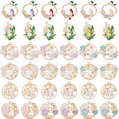 36Pcs 18 Styles Rack Plating Alloy Enamel Pendants FIND-SC0012-30-1